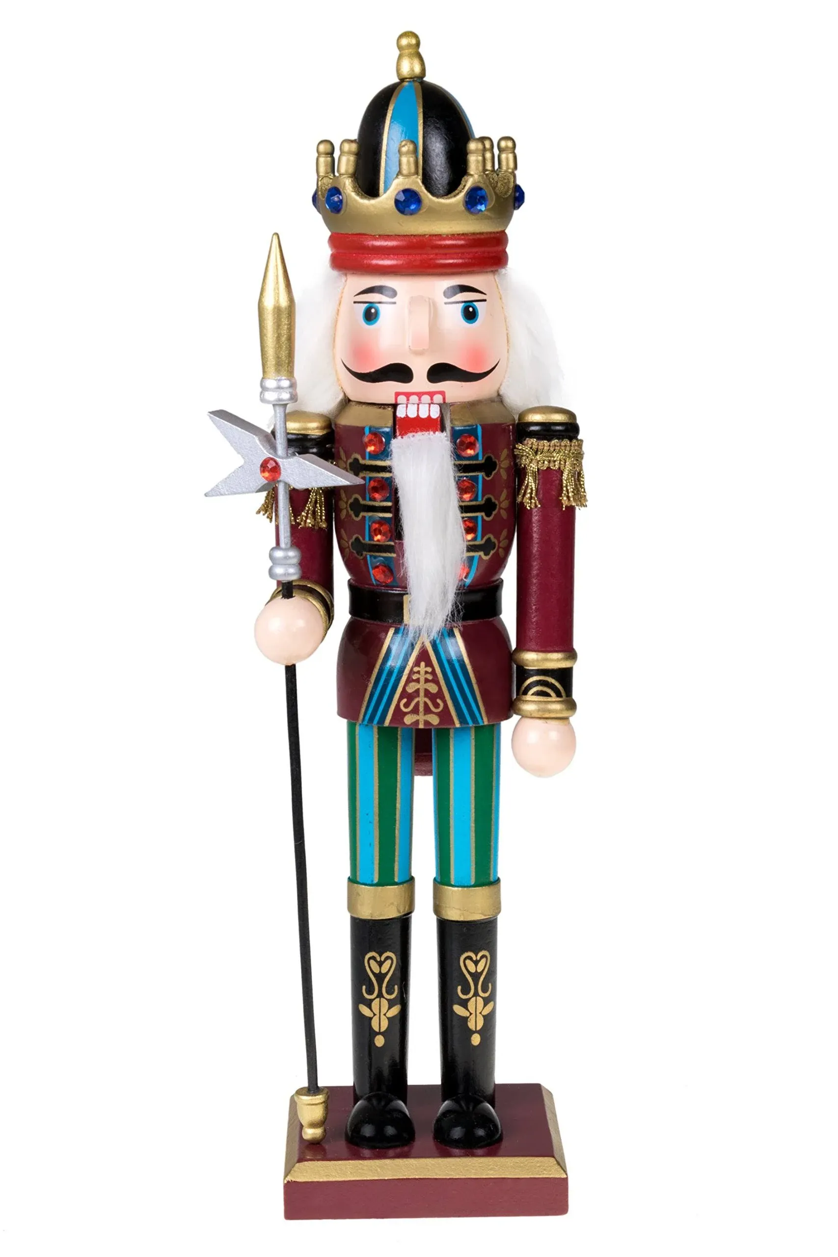 Clever Creations Blue King 12 Inch Traditional Wooden Nutcracker, Festive Christmas Décor for Shelves and Tables