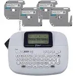 Brother PT-M95 P-Touch Monochrome Label Maker Bundle (4 Label Tapes Included),White