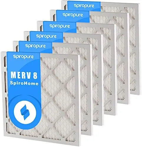 SpiroPure 21x24.5x1 MERV 8 Pleated Air Filters - Made in USA (6 Pack)