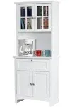 Os Home and Office Furniture White Buffet and Hutch with Framed Glass Doors and Drawer