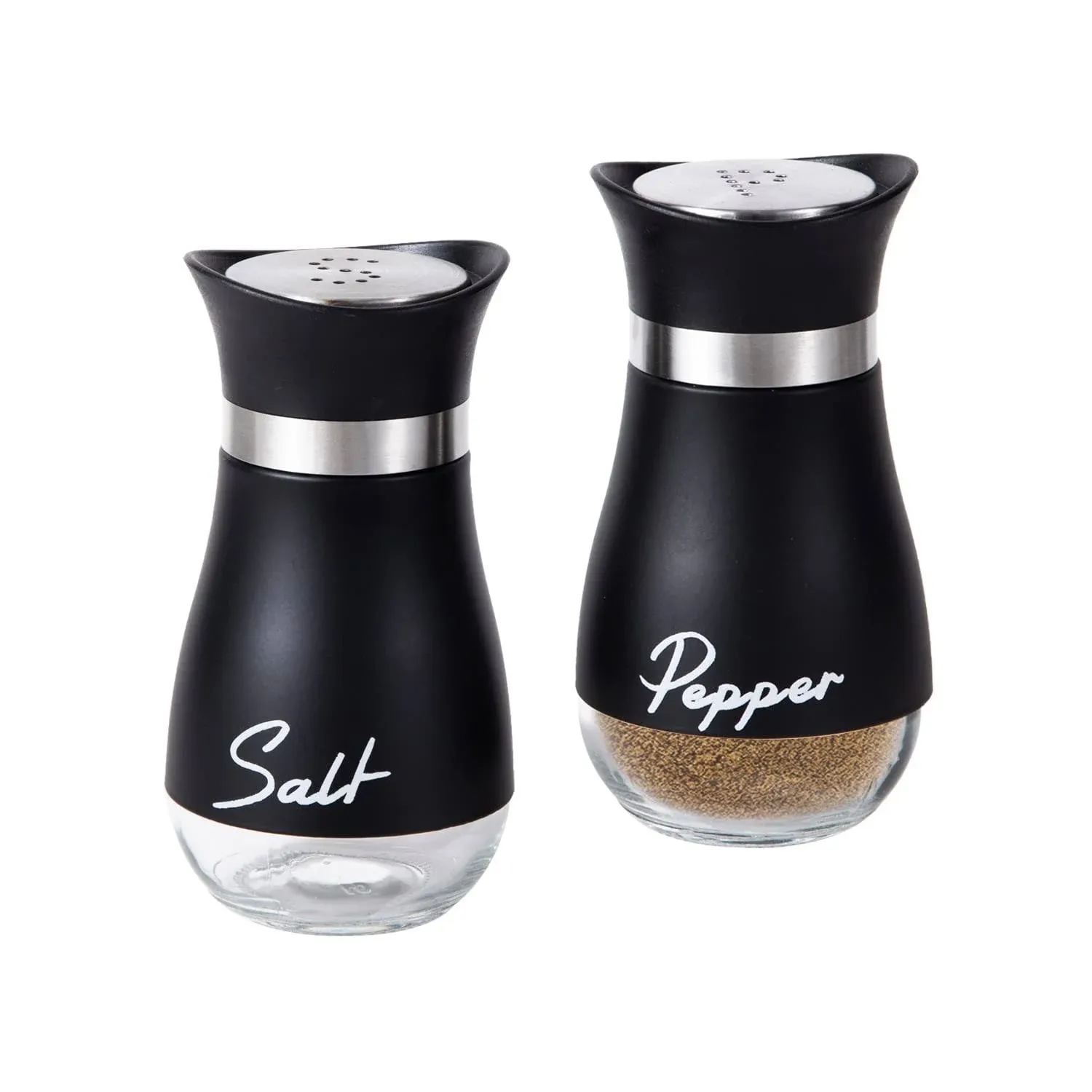 2 Pack Salt &amp; Pepper Shakers Set Refillable Salt Pepper with Stainless Steel ...