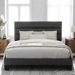 Allewie Full Size Platform Bed Frame with Fabric Upholstered Headboard and Wooden Slats Support Fully Upholstered Mattress Foundation/No Box Spring