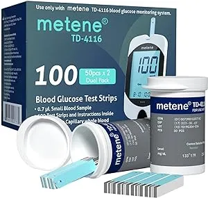 Metene TD-4116 Diabetes Testing Kit with Glucometer Strips, Lancets, and Blood Glucose Monitor