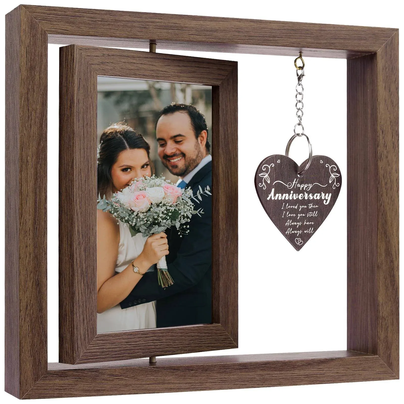 Happy Anniversary Picture Frame, Rotating Anniversary Frame 4x6 Double Frame 