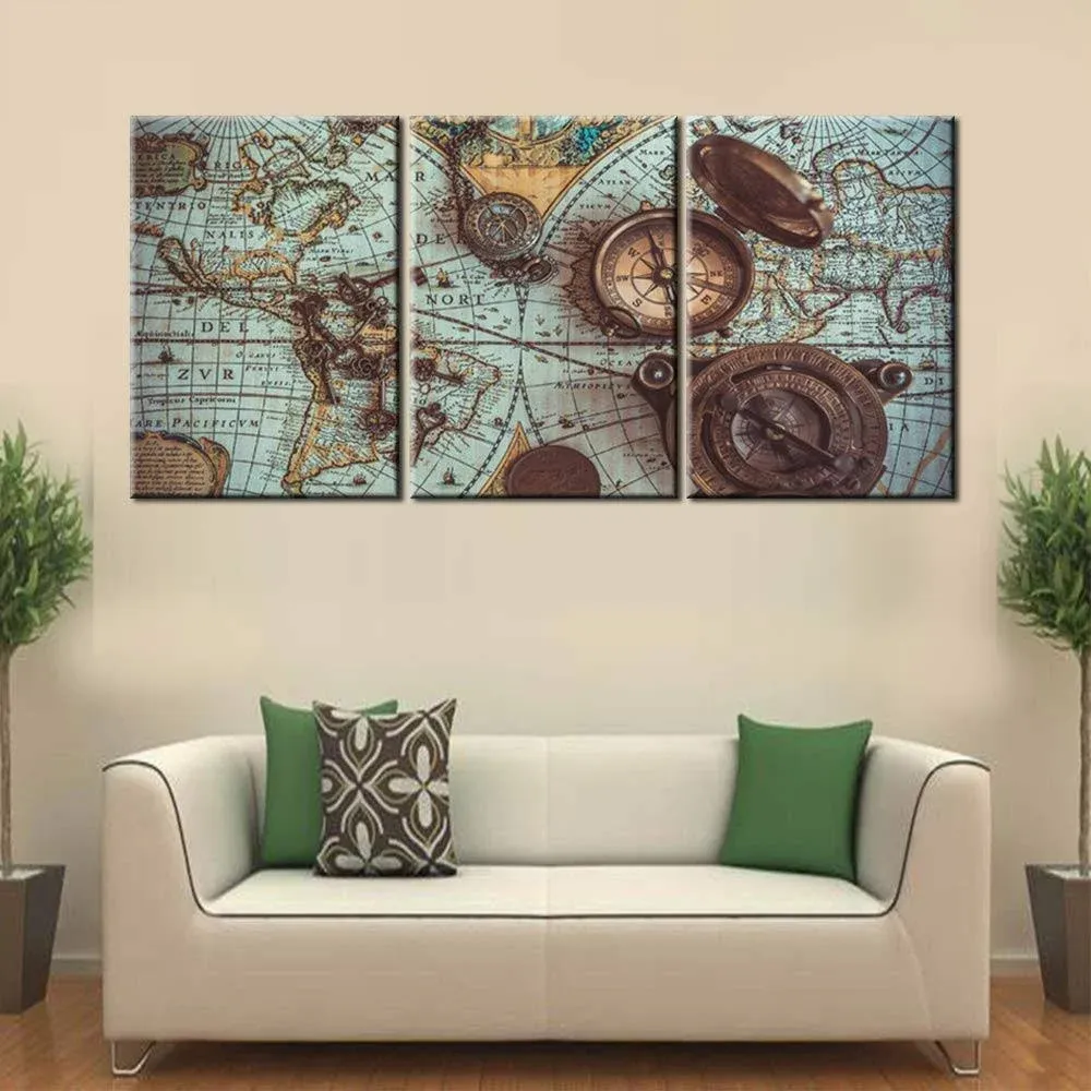 Norse Pictures for Living Room Old World Map Painting Vikings Pirate Map Artw...