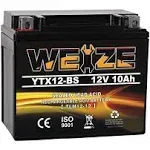 Weize YTX12-BS Motorcycle Battery High Performance - Maintenance Free - Sealed YTX12 BS AGM Rechargeable ATV Batteries compatible with Honda Kawasaki Suzuki