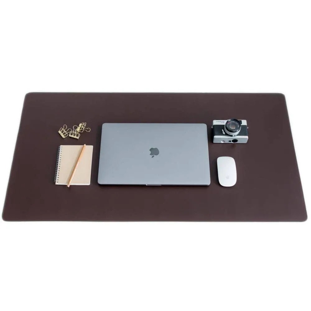 ZBRANDS // Brown Leather Desk Mat Pad Blotter Protector, Extended Non-Slip Mouse