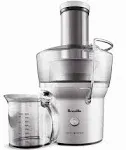 Breville Juice Fountain Compact Juicer, Silver, BJE200XL, 10" x 10.5" x 16"