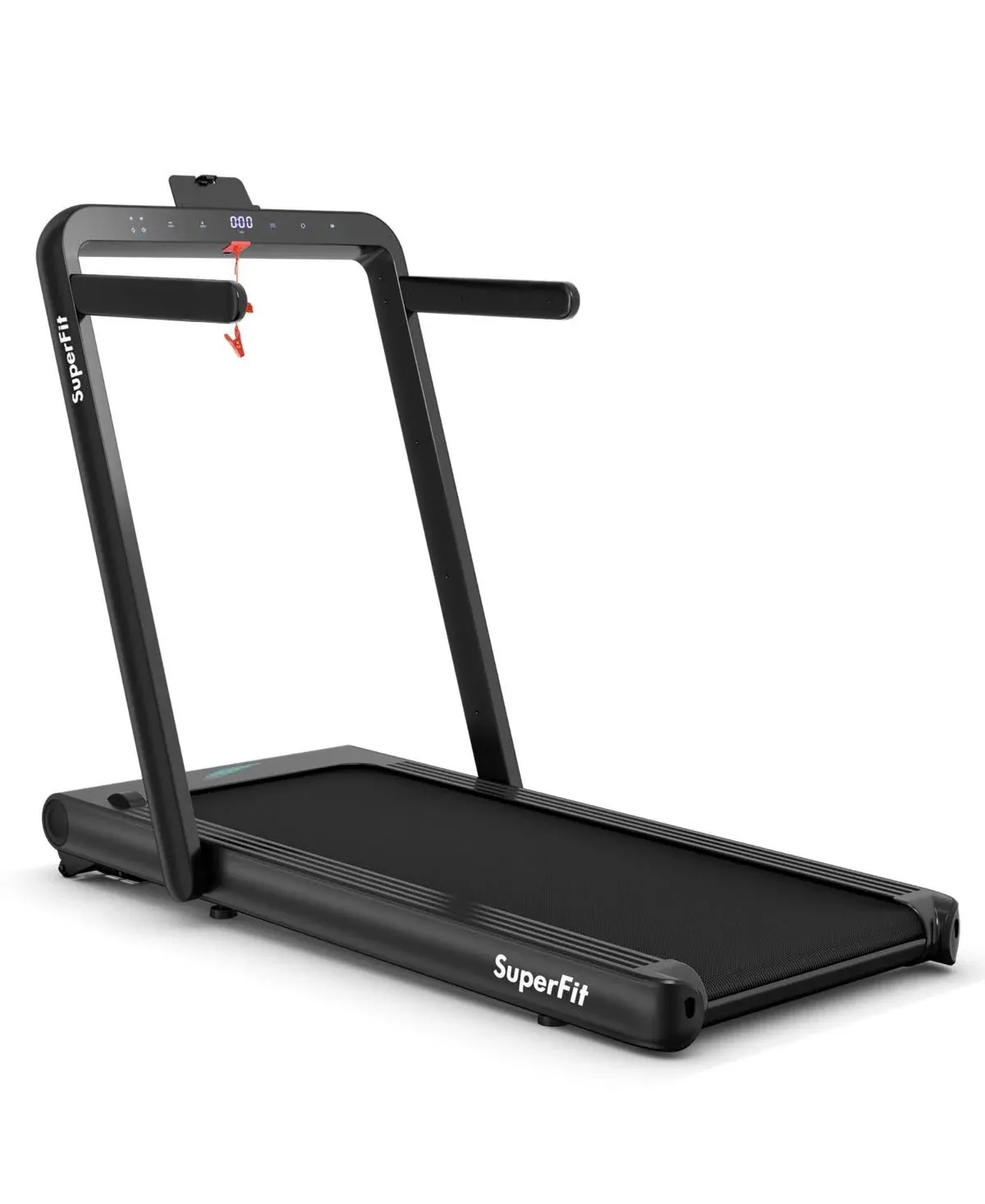 SuperFit 4.75HP 2 in 1 Folding Treadmill w/Remote App Control Black