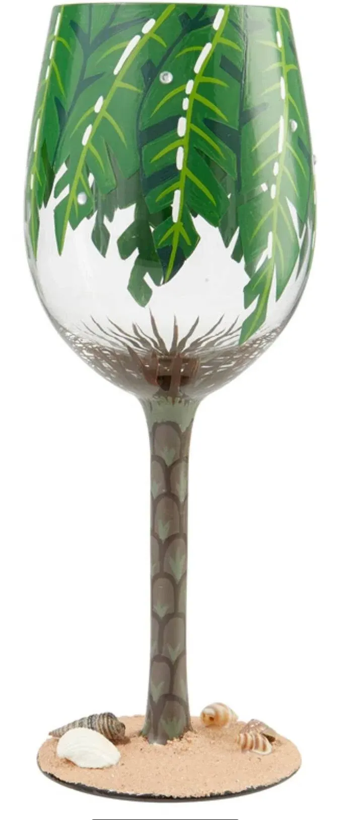 Enesco Designs by Lolita Palm Tree Artisan Wine Glass, 1 Count (Pack of 1), Multicolor