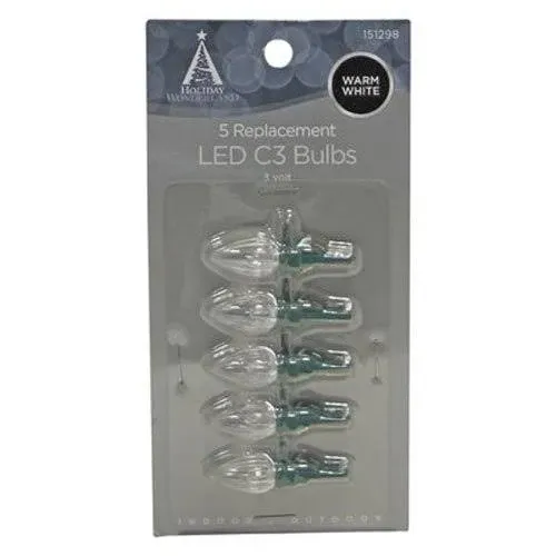 11224-88 Christmas Lights LED Replacement Bulb, C3, Warm White, 5-Pk.