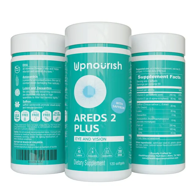 UpNourish AREDS 2+ Advanced Eye Vitamin Supplement for Macular Health And Dry Eye