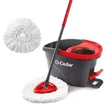 O-Cedar EasyWring Microfiber Spin Mop & Bucket System, Red/Gray