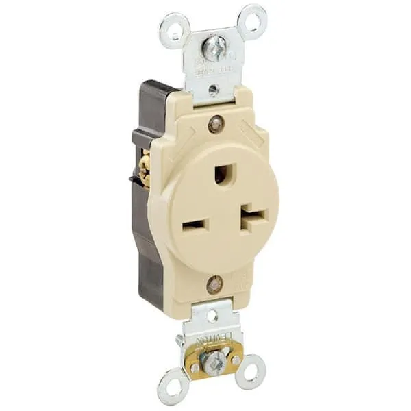 NEW LEVITON 54610-I SINGLE RECEPTACLE 20A 250V IVORY