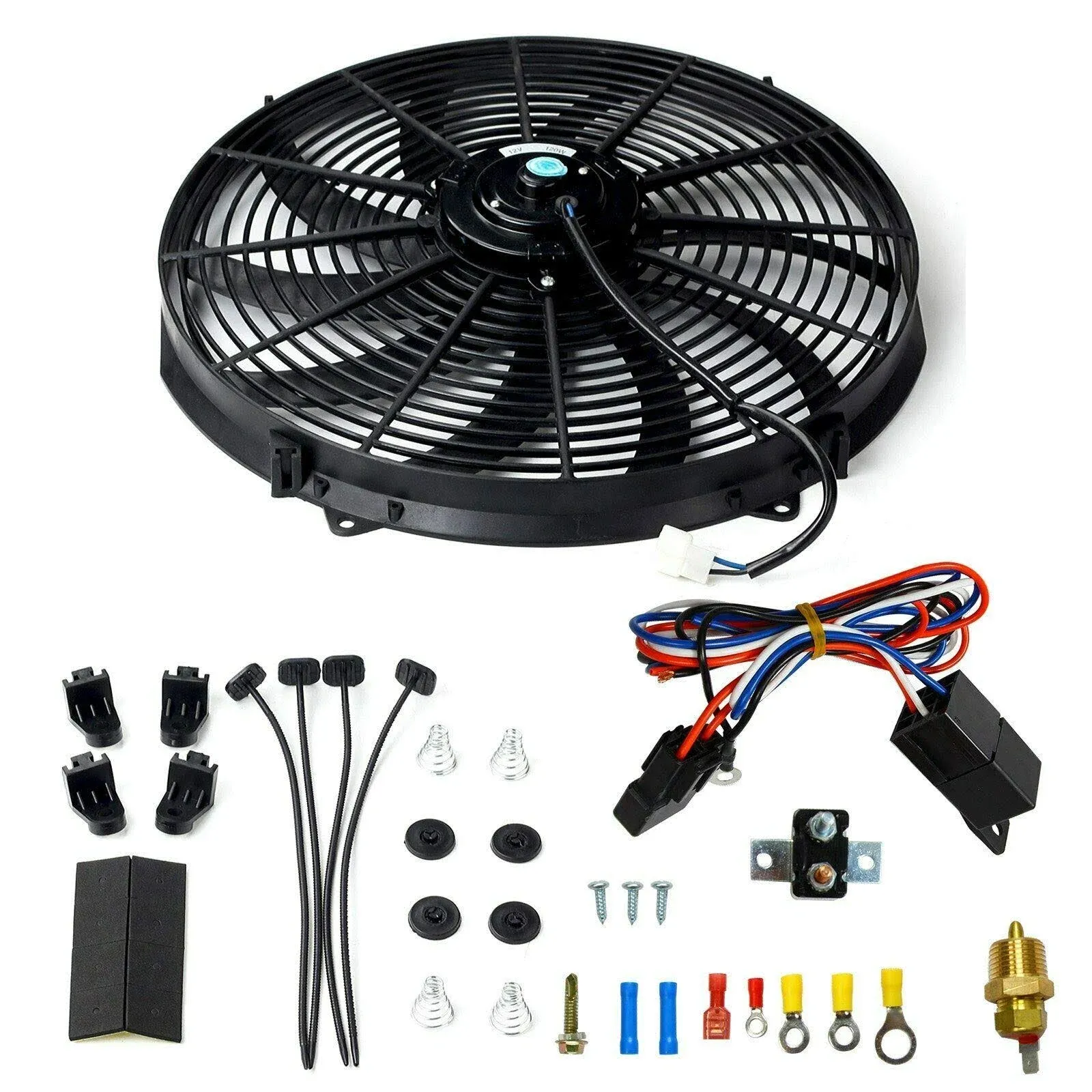 BLACKHORSE-RAC<wbr/>ING 16&#034; 16 inch Electric Radiator Fan High 3000 + CFM Thermosta...