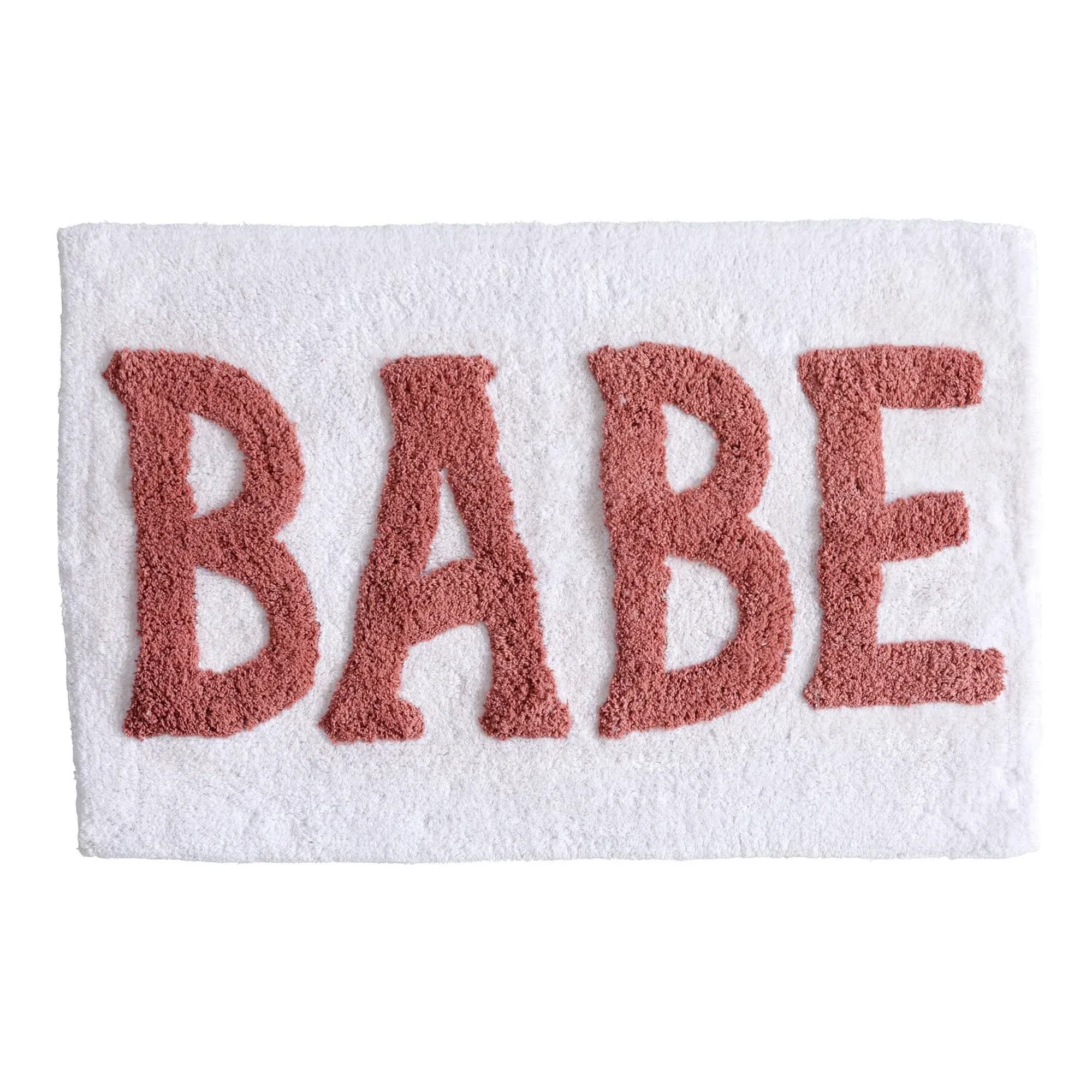 Market & Place Babe Bath Rug, Cute Bathroom Mat, Funny Bathroom Decor for Tub and Shower, Cotton Tufted Absorbent Bath Rugs, 20" x 30", White and Pink