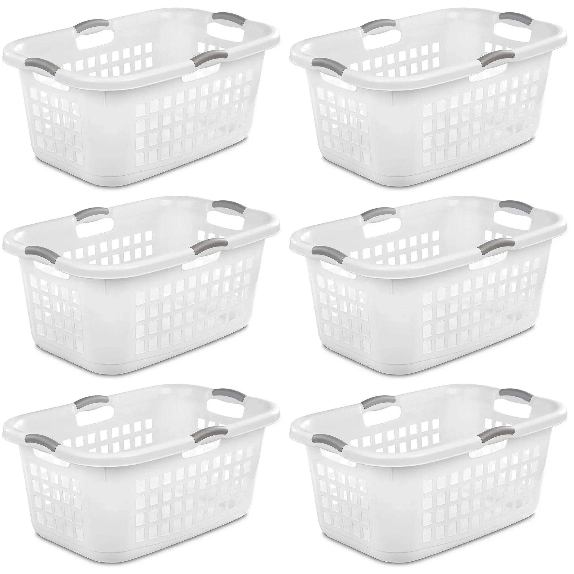 Sterilite 12158006 Ultra Laundry Basket, White with Titanium Handles