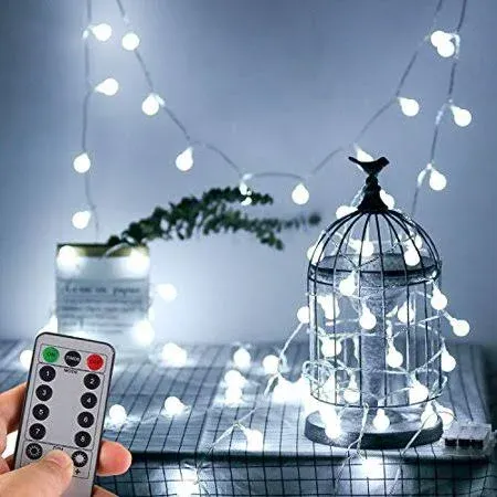 WERTIOO Battery Operated String Lights 33ft 100 LEDs Globe Christmas Lights with ...