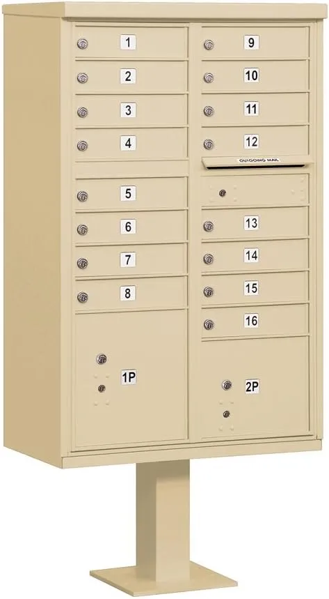 Salsbury Industries 3316SAN Cluster Box Unit,16 Doors,Sandstone