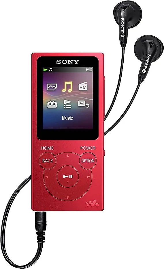 Sony NW-E394 8GB Walkman Audio Player (Black) Bundle with Sony MDREX15LP Fashion Color EX Series Earbuds (Black) (2 Items)