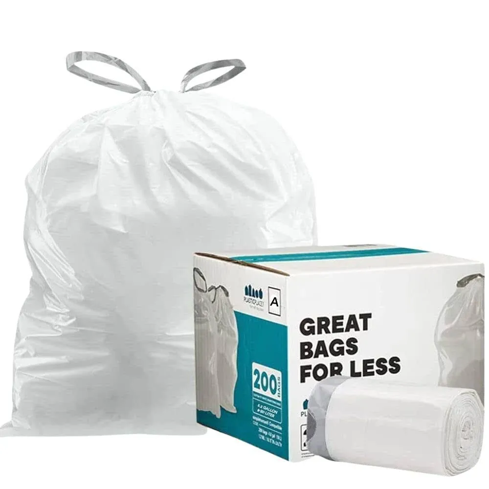 Plasticplace Trash Bags â”‚simplehuman (x) Code J Compatible ”‚White Drawstring Garbage Liners 10-10.5 Gallon / 38-40 Liter â”‚ 21" x 28", 50 Count (Pack of 1)