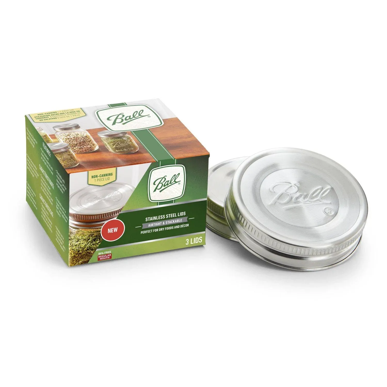 Ball Regular Mouth Stainless Steel Lids - 3 pack