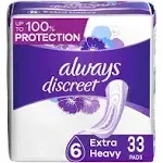 Always Discreet Pads, Extra Heavy, Size 6 - 33 pads