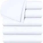 Utopia Bedding Twin Flat Sheets 6 Pk Microfiber Shrinkage &amp; Fade Resistant White