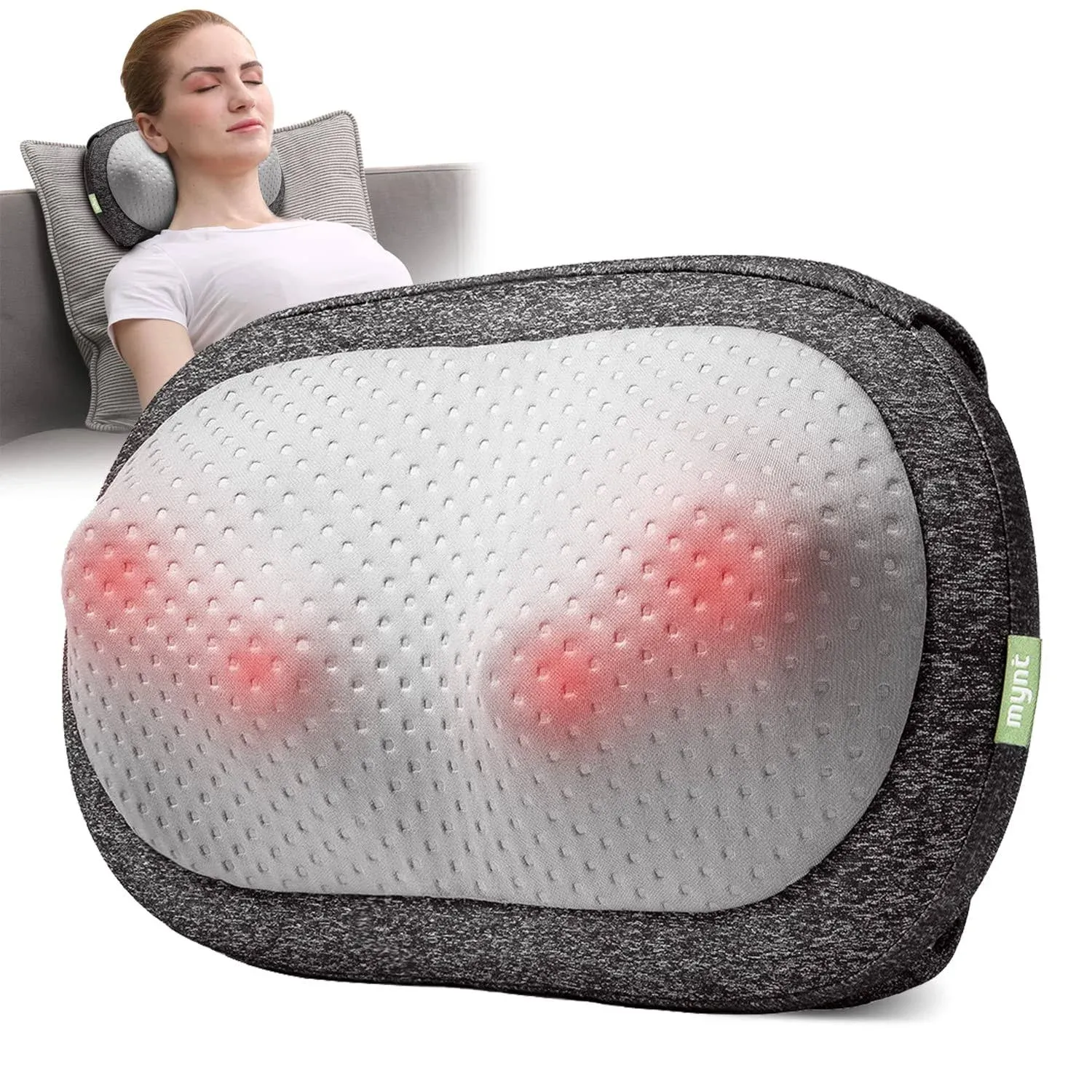 Mynt Cordless Neck and Back Massager with Heat - 3D Deep Kneading Shiatsu Mas...