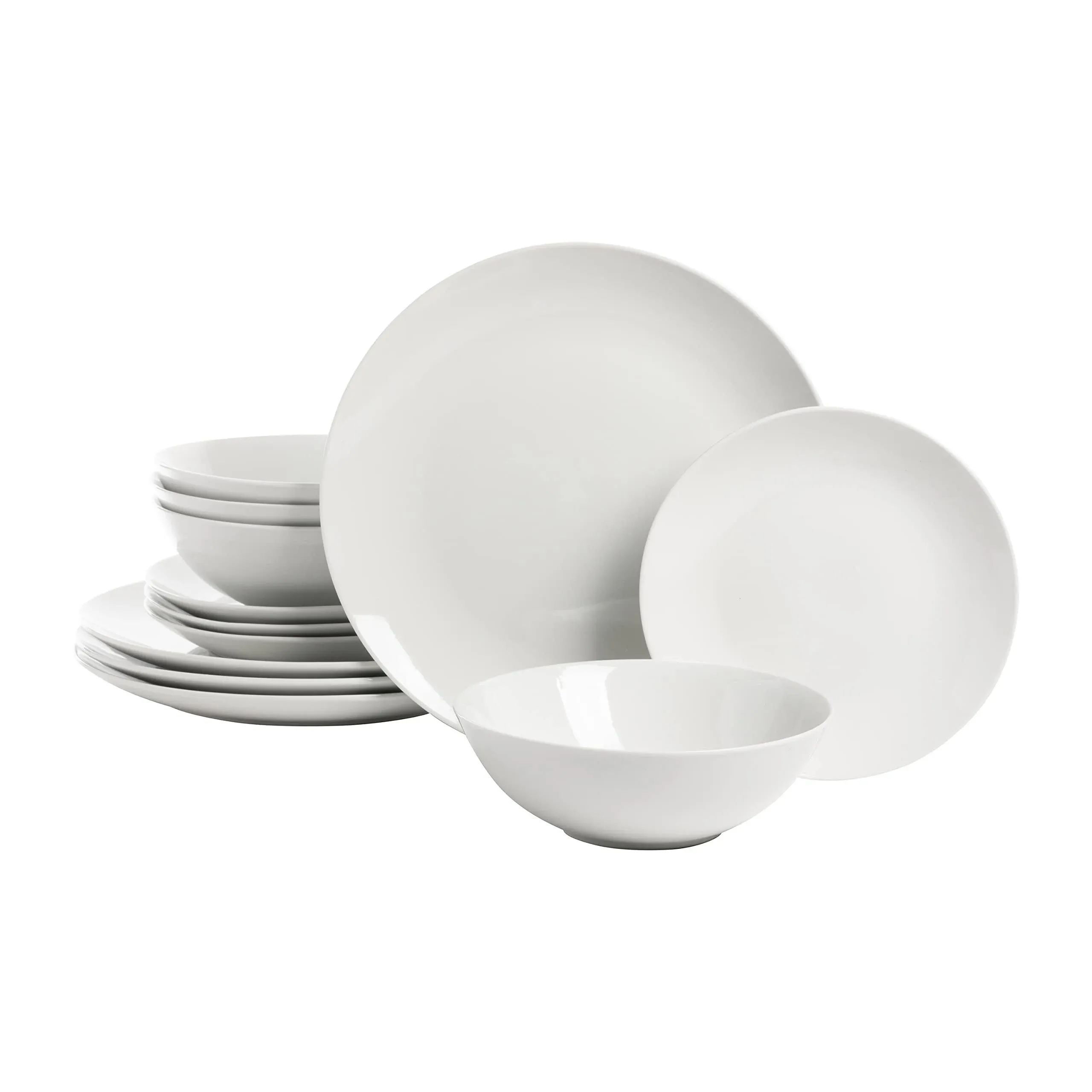 10 Strawberry Street Simply Coupe Dinnerware Set, White, Service for 4 ( 12 Piece)