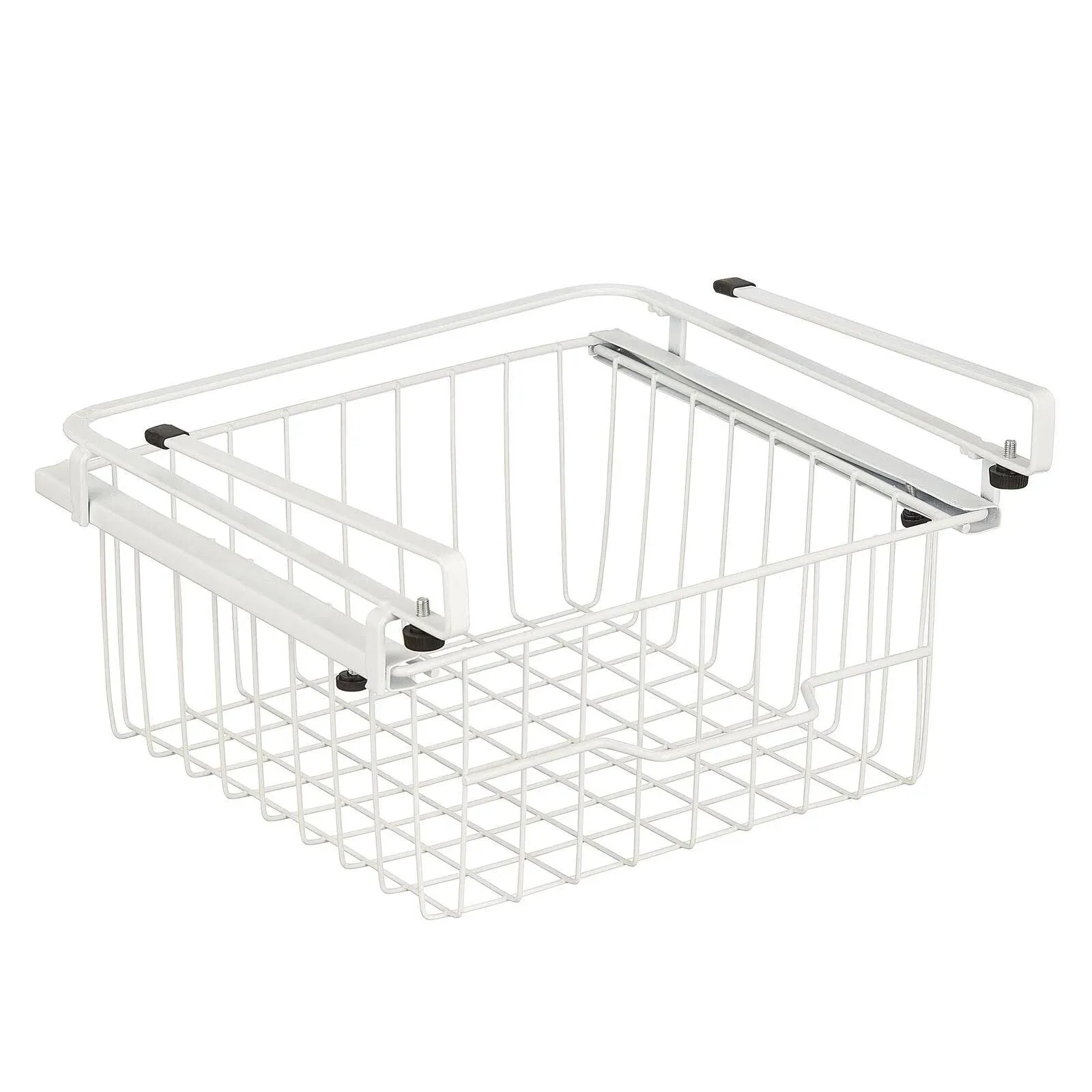 mDesign Compact Hanging Pullout Drawer Basket Sliding Shelf Organizer White