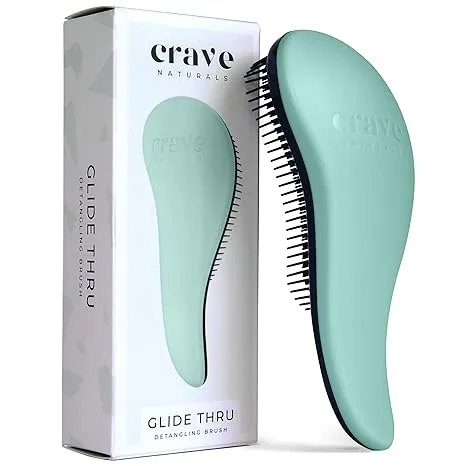 Crave Naturals Glide Thru Detangling Brush for Adults & Kids Hair - Detangler Comb & Hair Brush for Natural, Curly, Straight, Wet or Dry Hair