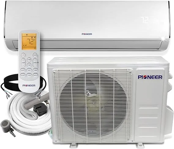 PIONEER Diamante Series Ductless Mini-Split Air Conditioner Inverter Heat Pump Full Set with 16 Ft. Kit