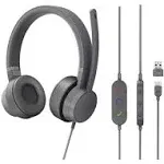 Lenovo Go Wired ANC Headset - USB-C Headphones - Active Noise Cancelling - Rotatable Boom Mic - Certified for Microsoft Teams, Iron Grey, Large