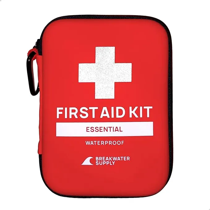 Breakwater Supply™ First Aid Kit for Car, Home, Office, Travel, Dorm, Businesses, 101 Piece HSA FSA Household & AirBNB Essentials Medical Kit & Emergency Supplies with Ice Pack + Waterproof Case Red