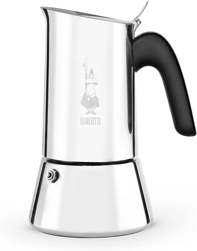 Bialetti - New Venus Induction, Stovetop Coffee Maker, Suitable for all Types of Hobs, Stainless Steel, 4 Cups (5.7 Oz), Silver