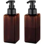 UUJOLY Foaming Soap Dispenser 650ml (22oz) Refillable Plastic Pump Bottle for Liquid Soap, Shampoo, Body Wash (2 Pcs) (Amber)