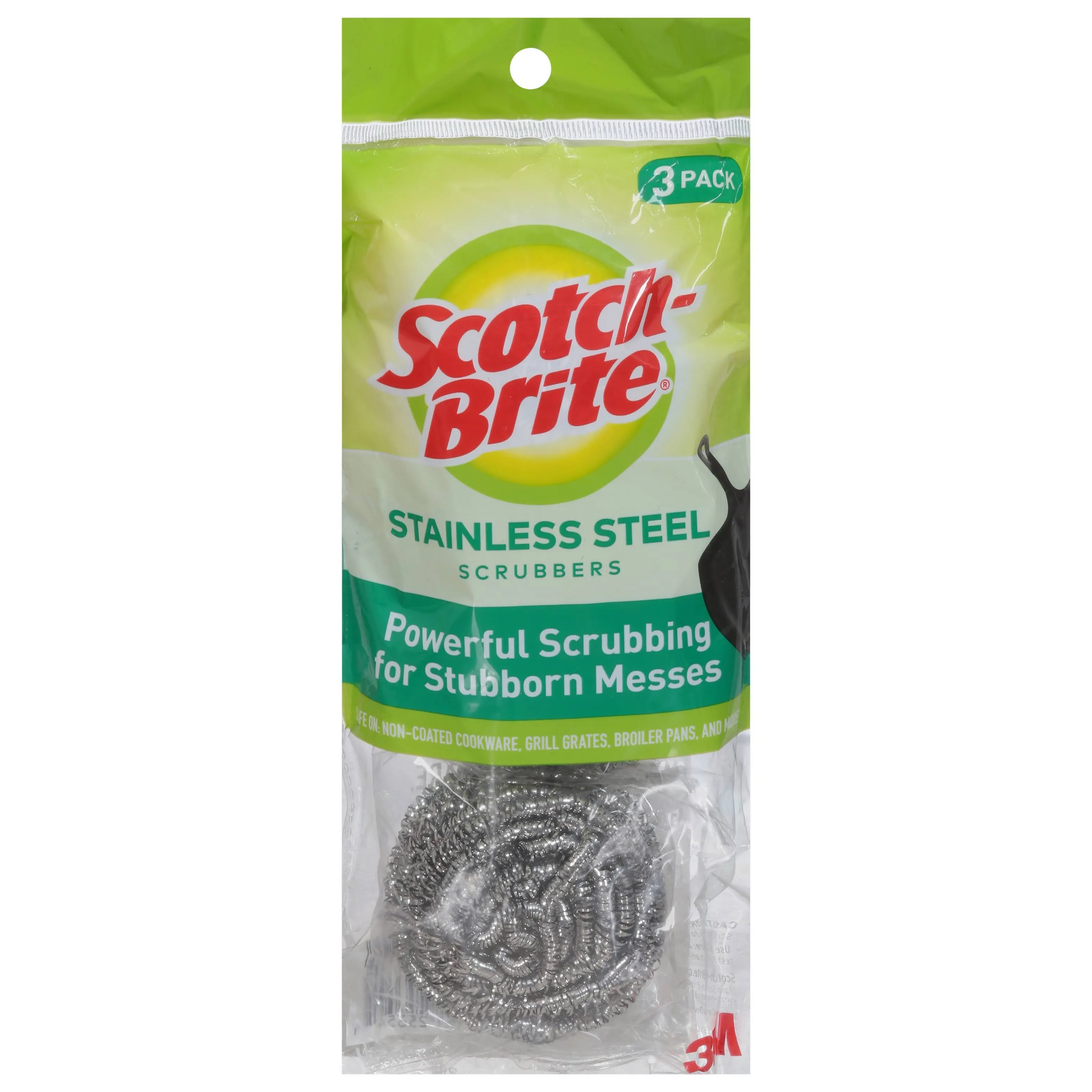 Scotch-Brite Stainless Steel Scrubber, Dish Scrubbers for Cleaning 3 Scrubbers