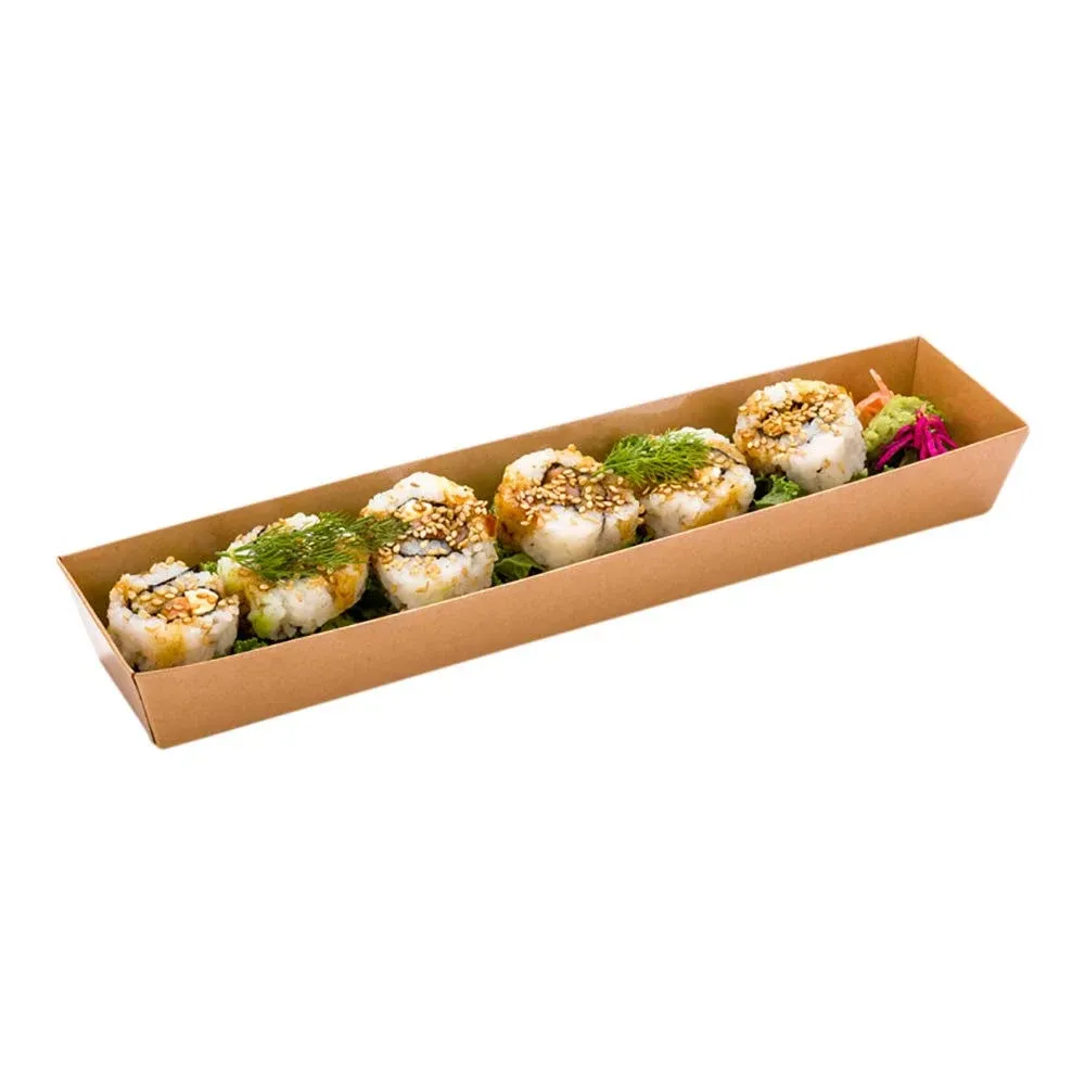 Matsuri Vision Kraft Paper Large Maki Sushi Container - 11 1/4 inch x 2 inch x 1 1/2 inch - 100 Count Box, Other