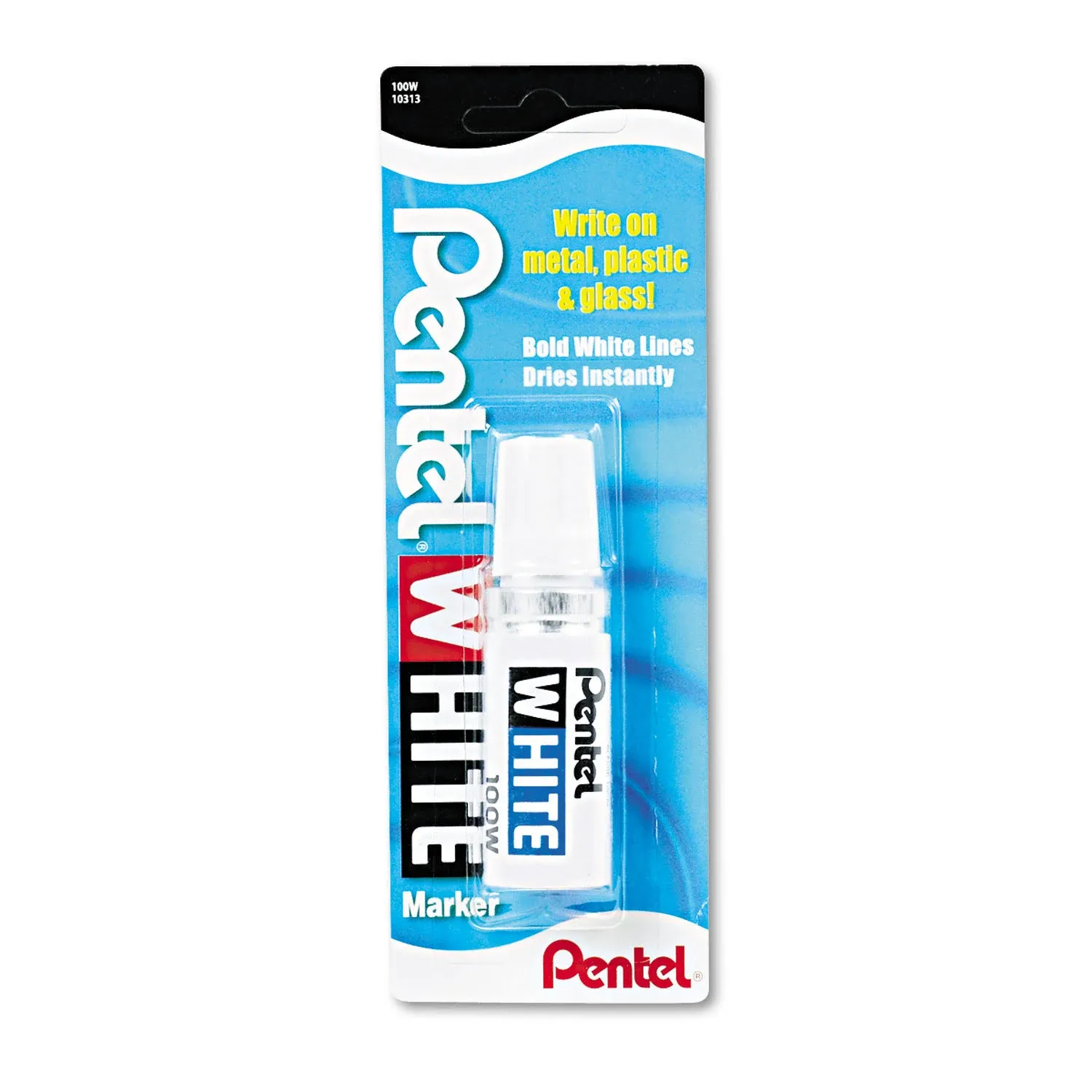 5 X Pentel Permanent Marker, White, Broad Point, 1 Pack (100W)