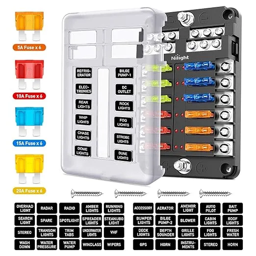 12 Way 12V Auto Car Power Distribution Blade Fuse Holder Box Block Board Marine