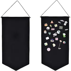 2PCS Blank Cotton Canvas Banners, Enamel Pin Wall Display Banner for Enamel Lapel Badge Collection (A)