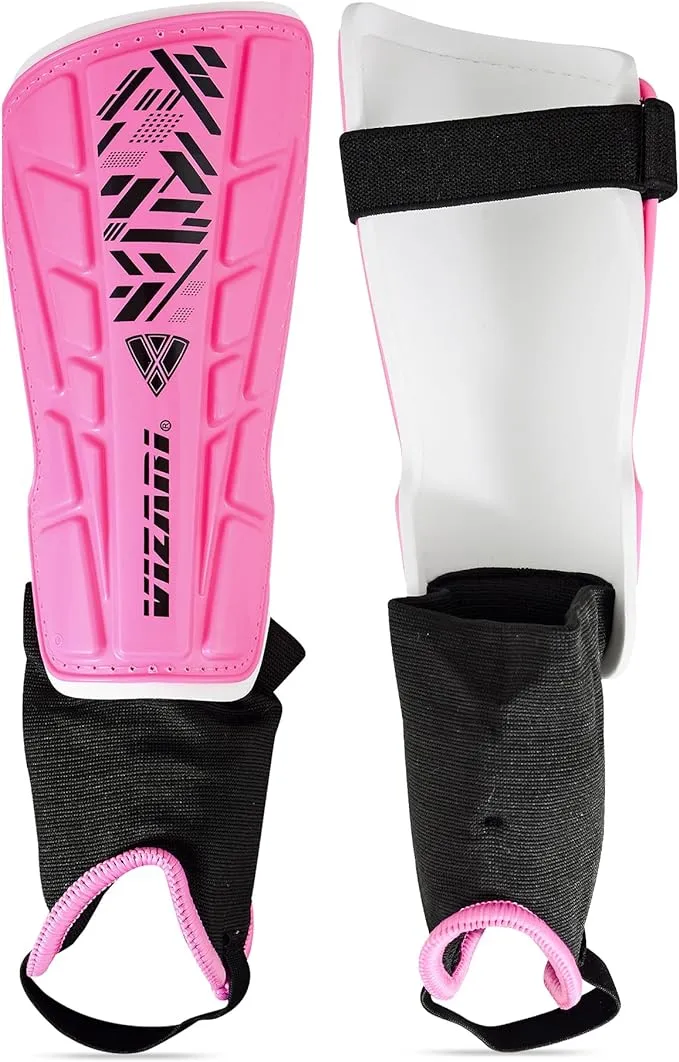 Vizari Malaga Soccer Shin Guards – Lightweight Kids Soccer Shin Guards with Ankle Protection –Youth Shin Guards Soccer with Non-Slip Adjustable Straps – for Adult, Toddler, Youth, Boys & Girls