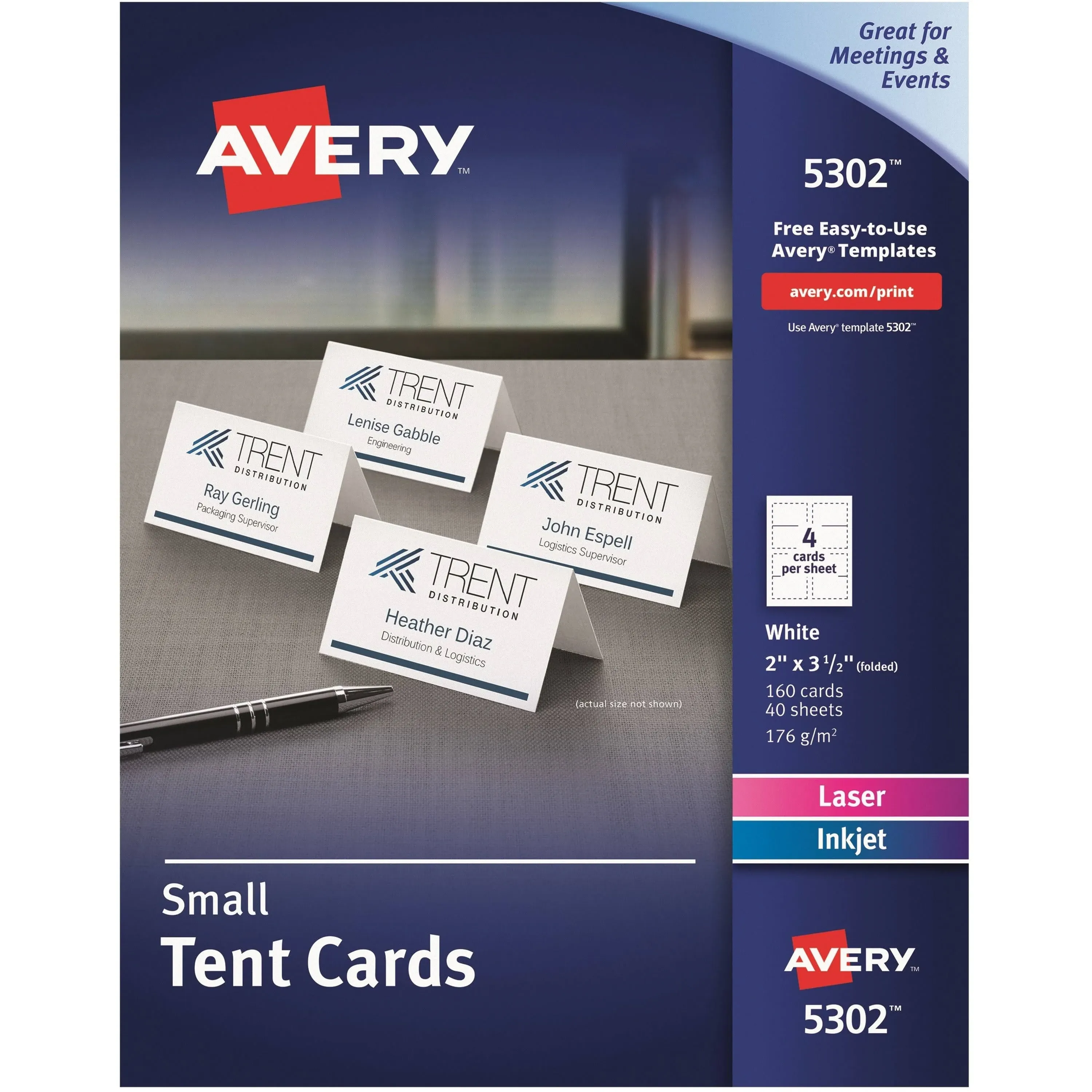 Avery Small White Tent Cards Box