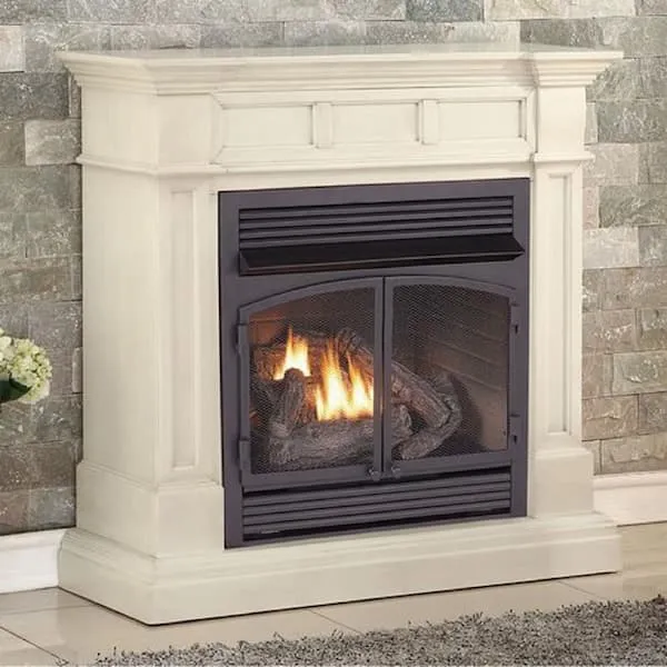 Duluth Forge Dual Fuel Ventless GAS Fireplace 32,000 BTU, Remote Control, Antique White Finish