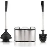 Umien Toilet Brush And Plunger Set - Stainless Steel Plunger And