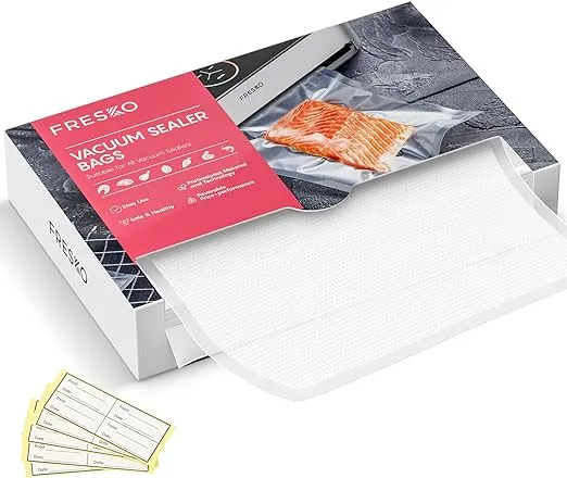 FRESKO 8"x12" Food Vacuum Sealer Bags, 120Pcs PreCut Bags for Food Vacuum Storage, Vacuum Seal Food Sealer Bags with BPA Free and Heavy Duty, Great for Sous Vide Bag Meal Prep