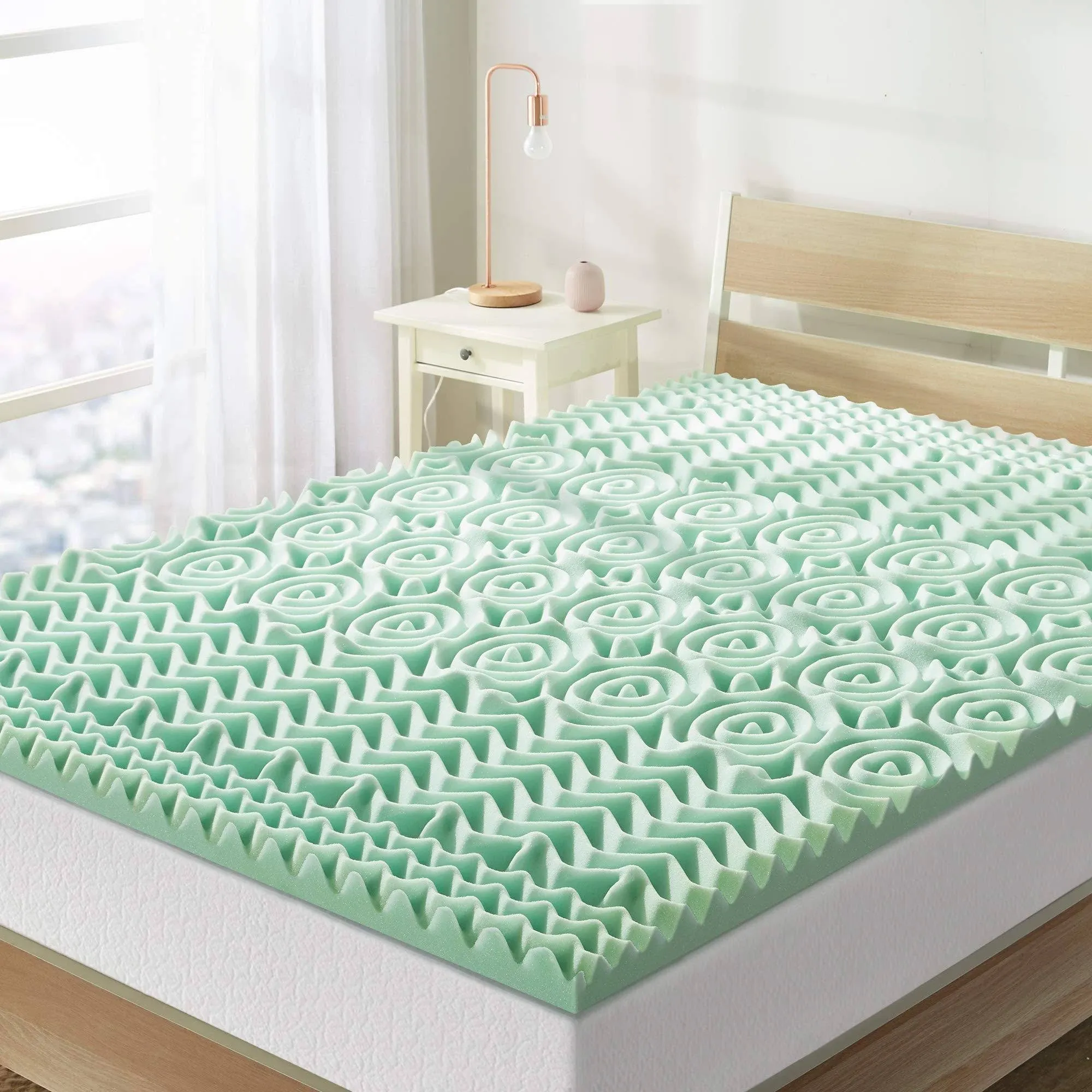 Mellow 1.5 Inch 5-Zone Memory Foam Mattress Topper, Calming Aloe Infusion, Twin