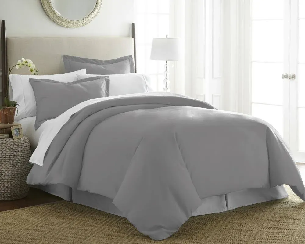 Pointehaven 525 Thread-Count 100% Cotton Duvet Set 3-Piece Steel Grey Full/Queen Duvet Cover Set