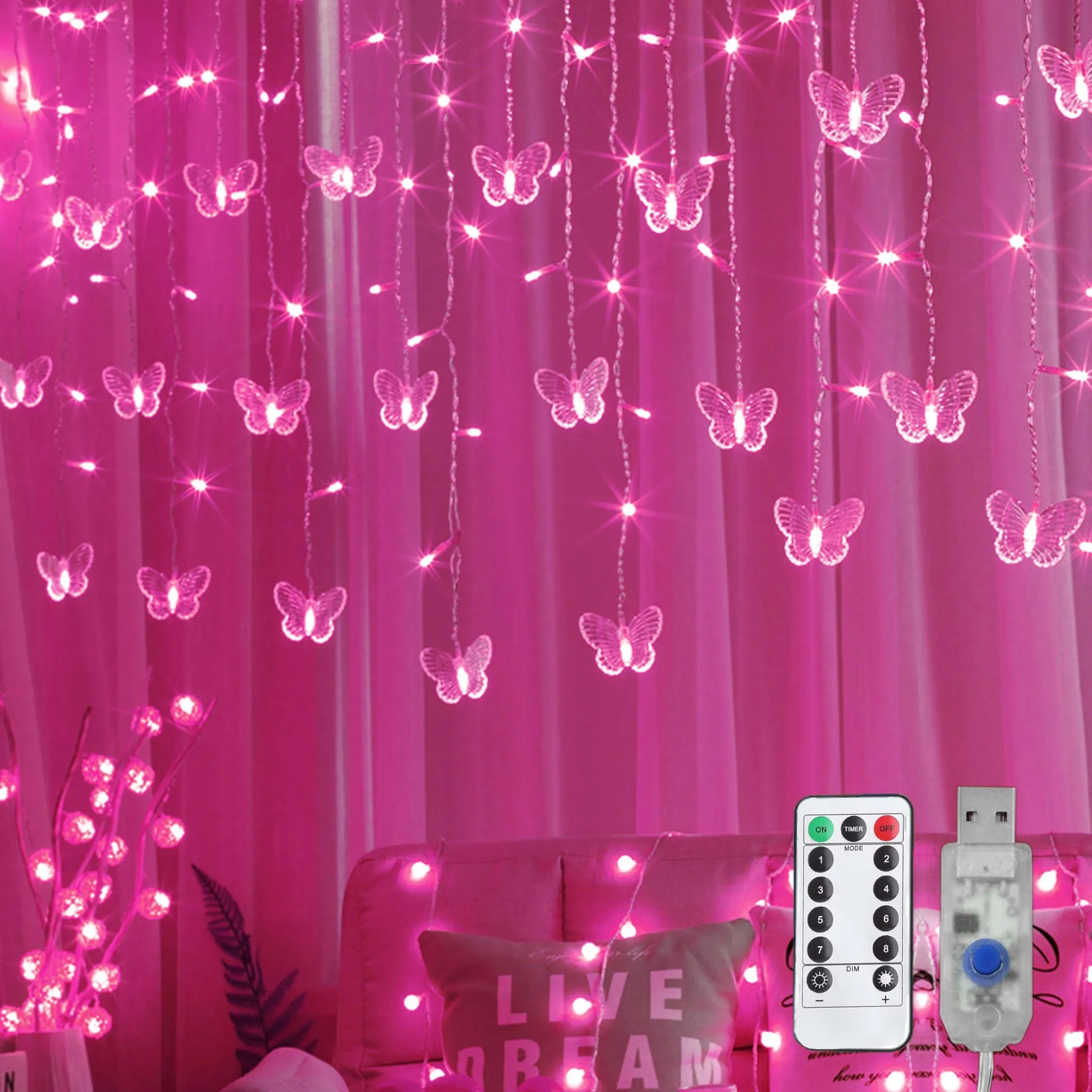 Decorman Butterfly Curtain Lights